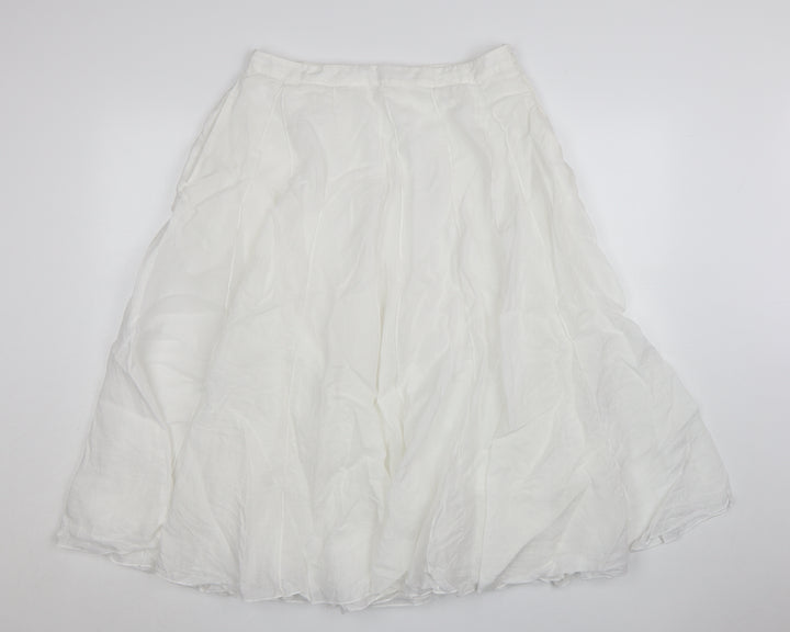 Marks and Spencer Autograph Women's White Cotton A-Line Midi Skirt Size 14