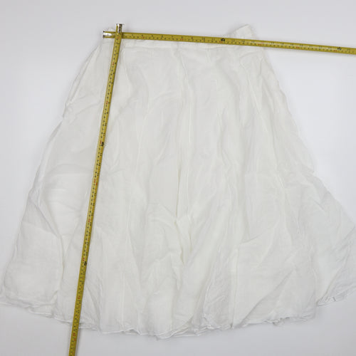 Marks and Spencer Autograph Women's White Cotton A-Line Midi Skirt Size 14