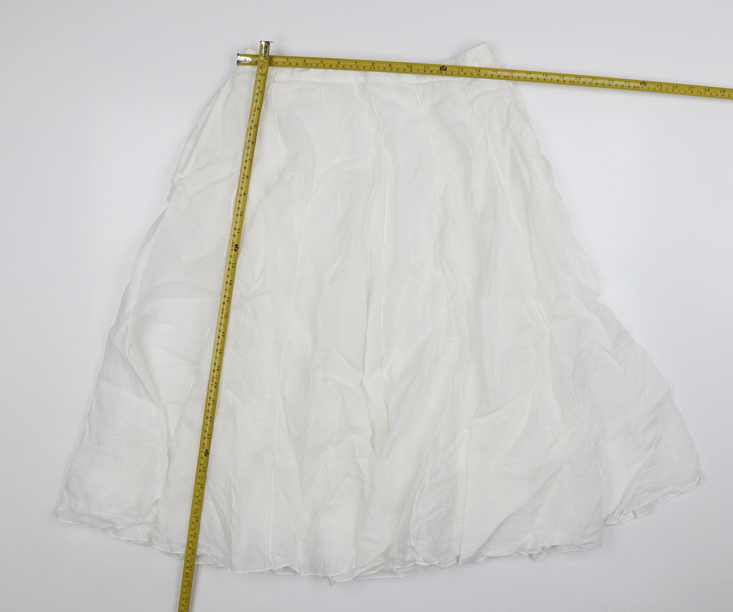 Marks and Spencer Autograph Women's White Cotton A-Line Midi Skirt Size 14