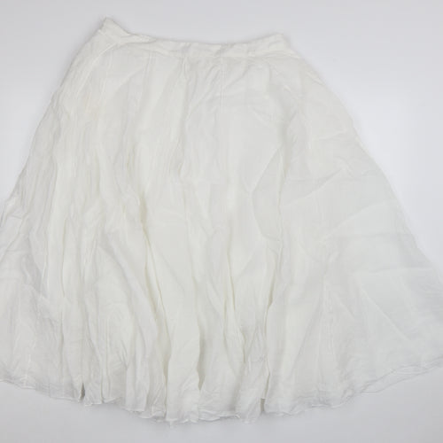 Marks and Spencer Autograph Women's White Cotton A-Line Midi Skirt Size 14
