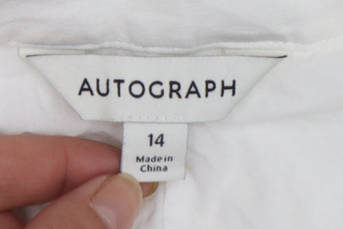 Marks and Spencer Autograph Women's White Cotton A-Line Midi Skirt Size 14