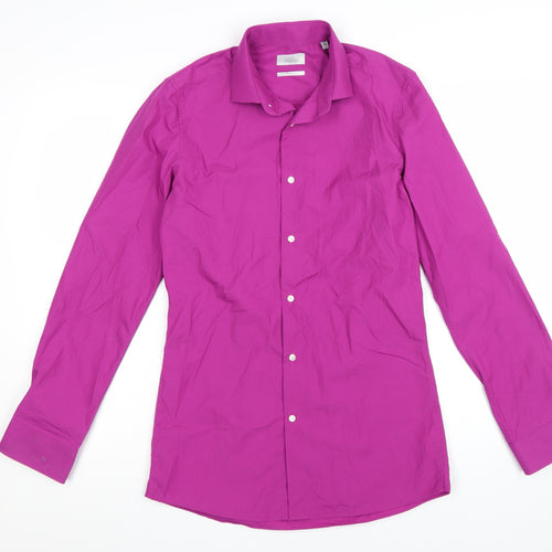 Next Men's Pink Slim Fit Long Sleeve Dress Shirt 14.5in Collar