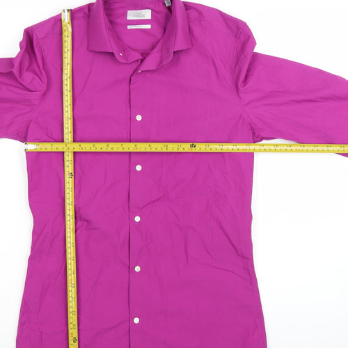 Next Men's Pink Slim Fit Long Sleeve Dress Shirt 14.5in Collar
