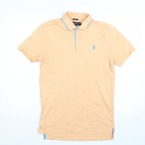 U.S. Polo Assn. Men's Beige Stretch Cotton Short Sleeve Polo Shirt Size S