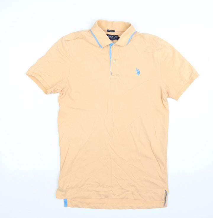 U.S. Polo Assn. Men's Beige Stretch Cotton Short Sleeve Polo Shirt Size S