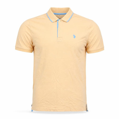 U.S. Polo Assn. Men's Beige Stretch Cotton Short Sleeve Polo Shirt Size S