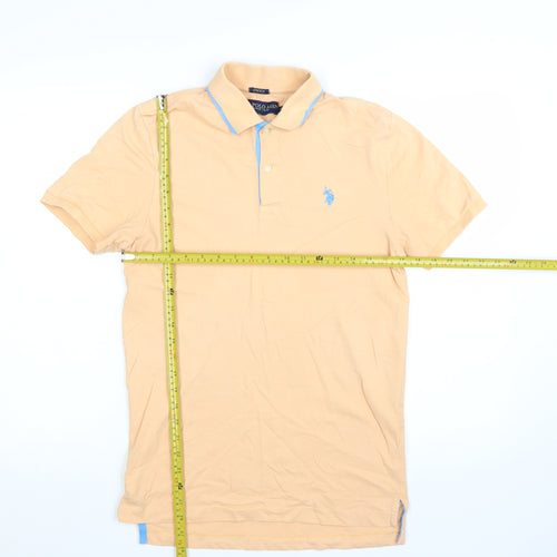 U.S. Polo Assn. Men's Beige Stretch Cotton Short Sleeve Polo Shirt Size S