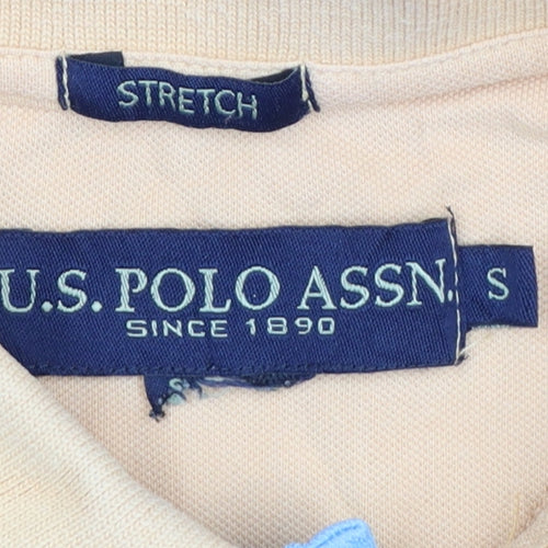 U.S. Polo Assn. Men's Beige Stretch Cotton Short Sleeve Polo Shirt Size S