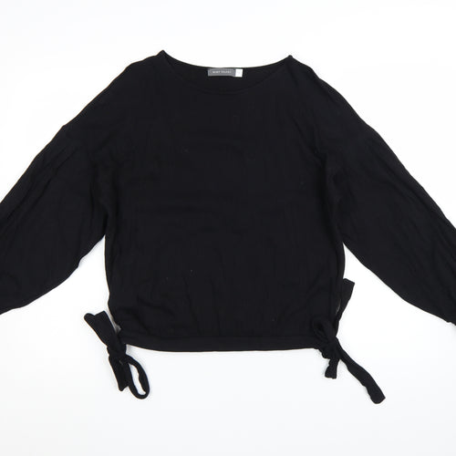 Mint Velvet Womens Black Long Sleeve Tie Hem Blouse Size M