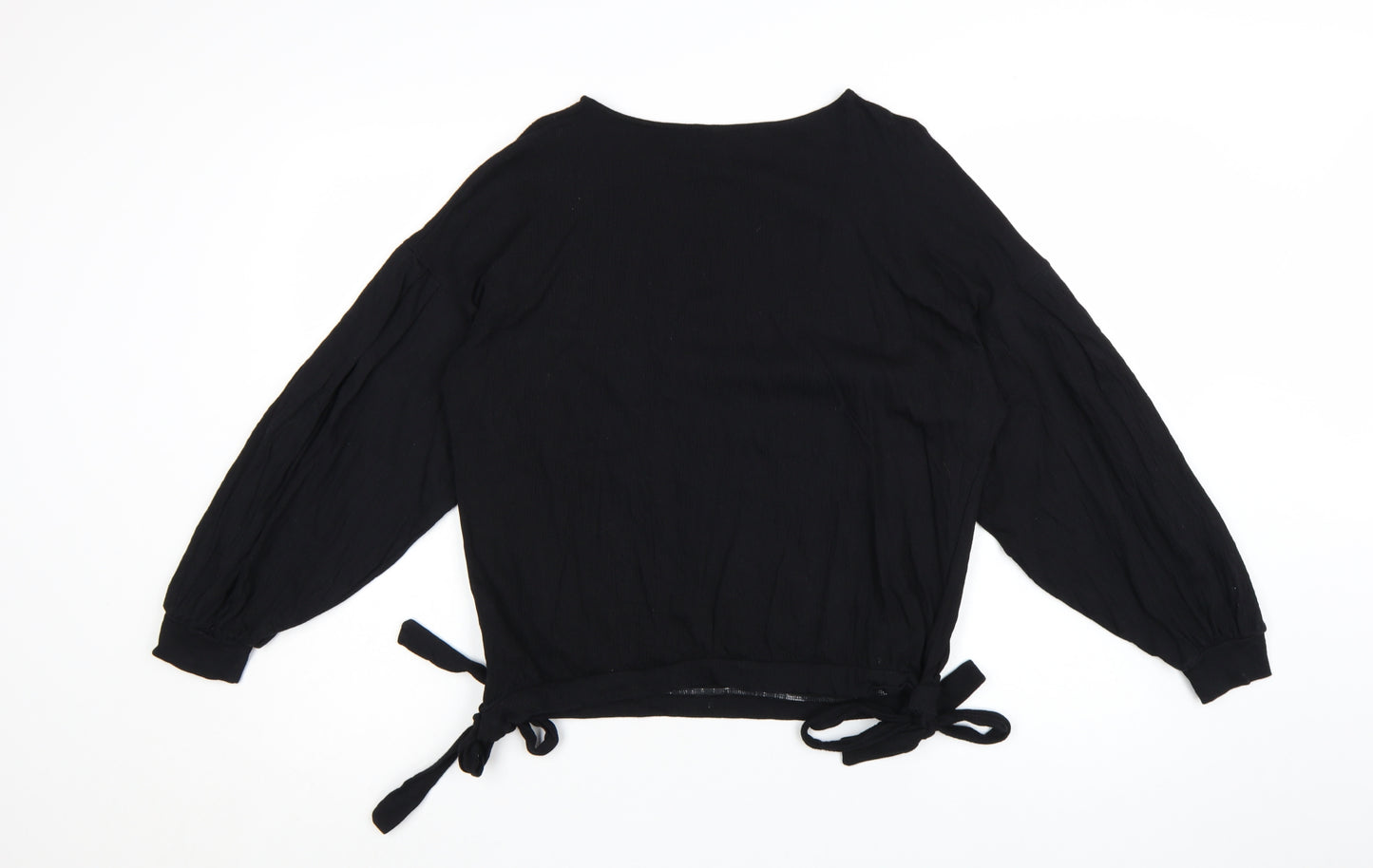 Mint Velvet Womens Black Long Sleeve Tie Hem Blouse Size M