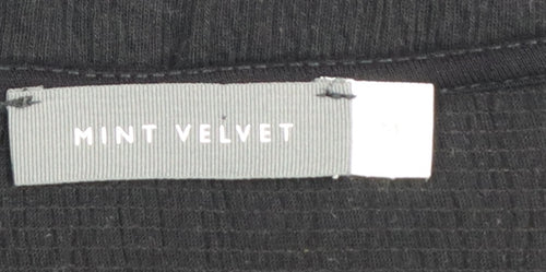 Mint Velvet Womens Black Long Sleeve Tie Hem Blouse Size M