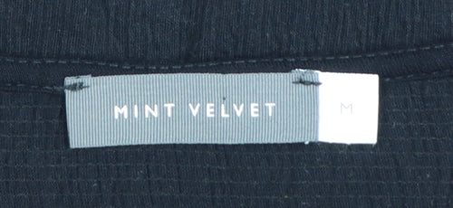 Mint Velvet Womens Black Long Sleeve Tie Hem Blouse Size M