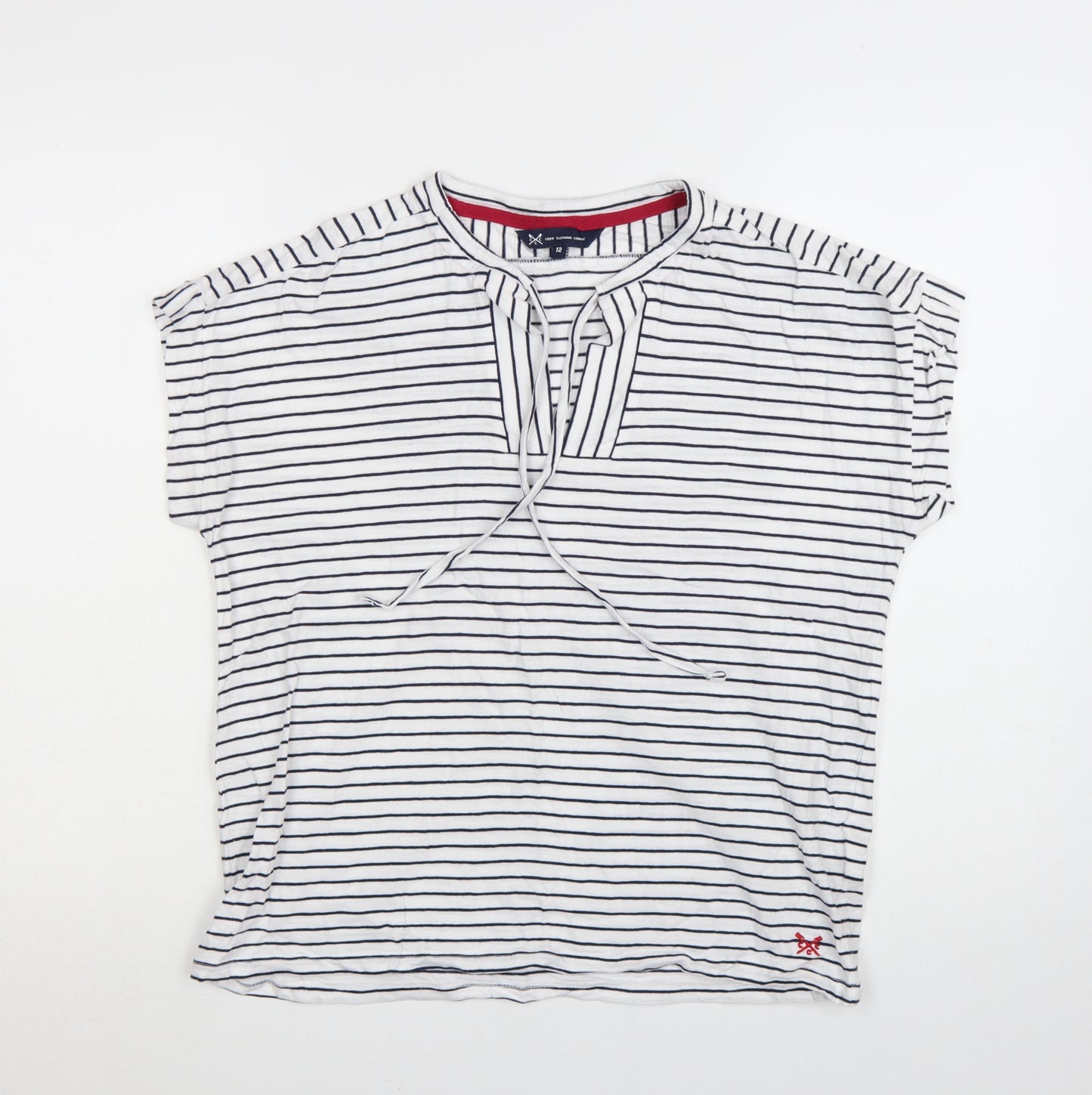 Crew Clothing Women's White Striped Jersey T-Shirt Size 12
