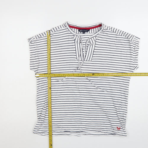 Crew Clothing Women's White Striped Jersey T-Shirt Size 12
