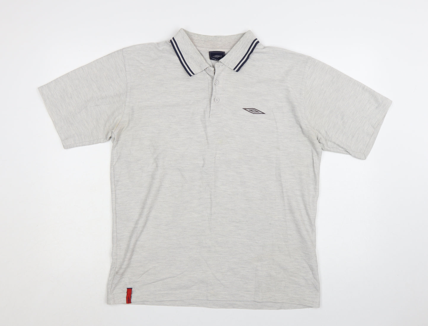 Umbro Men’s Grey Cotton Polo Shirt Size M Short Sleeve Casual