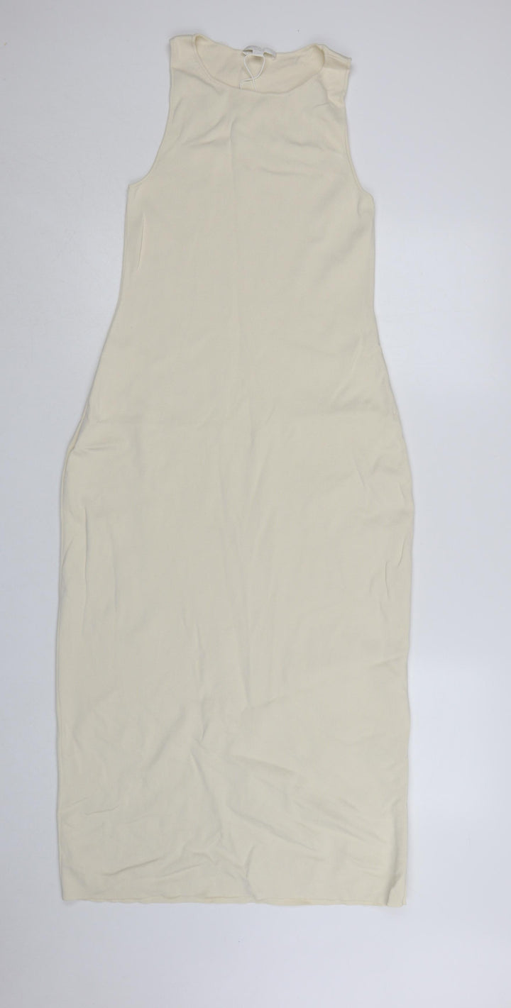COS Women Ivory Sleeveless Bodycon Midi Dress Size M