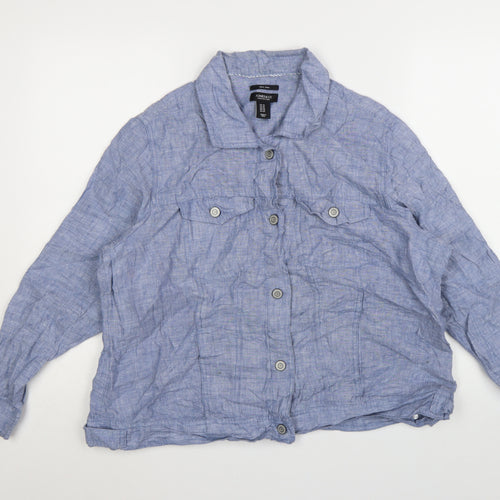 Jones & Co Women Blue Linen Basic Jacket Size 20 Lightweight