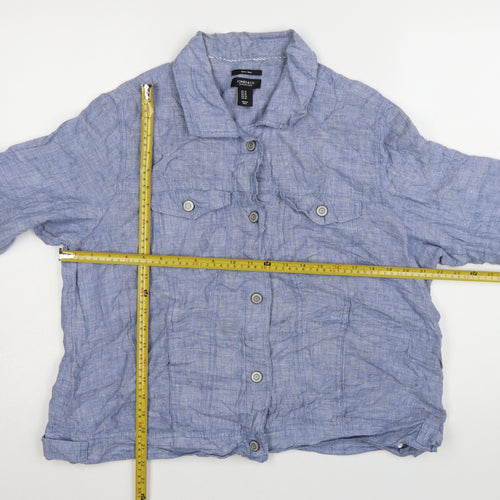 Jones & Co Women Blue Linen Basic Jacket Size 20 Lightweight