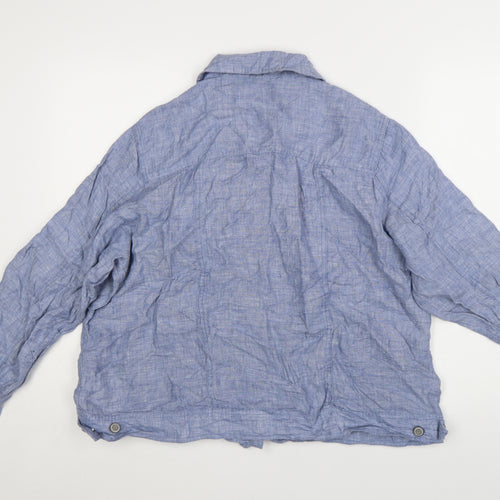 Jones & Co Women Blue Linen Basic Jacket Size 20 Lightweight