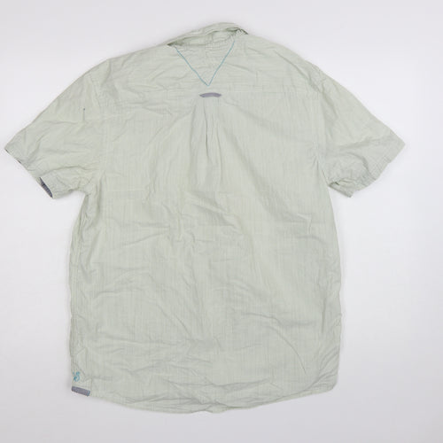 White Stuff Men's Sea Green Classic Fit Cotton Short Sleeve Shirt M