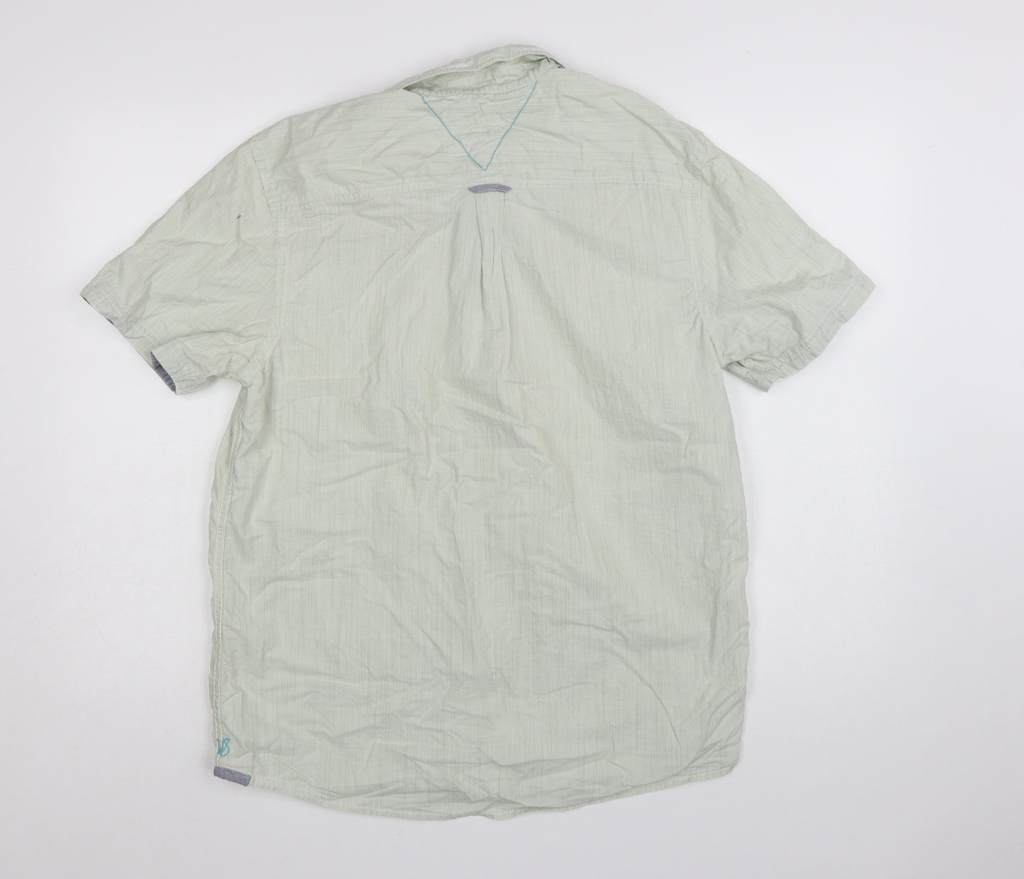 White Stuff Men's Sea Green Classic Fit Cotton Short Sleeve Shirt M