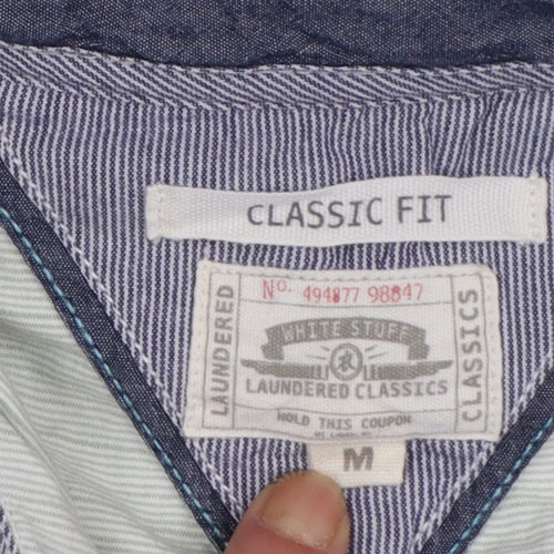White Stuff Men's Sea Green Classic Fit Cotton Short Sleeve Shirt M