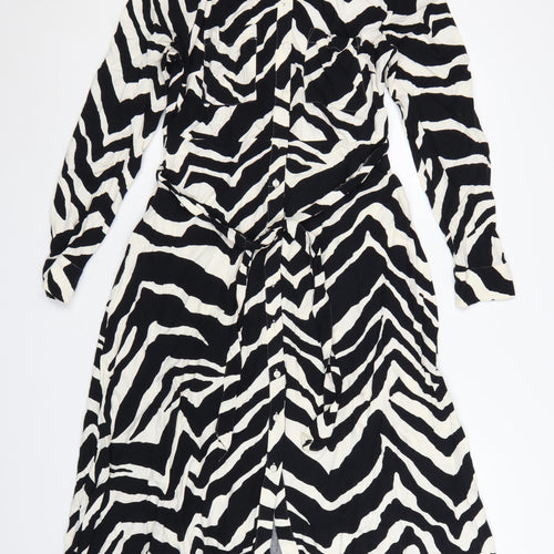 Marks and Spencer Women’s Black Zebra Print Viscose Shirt Dress Size 12