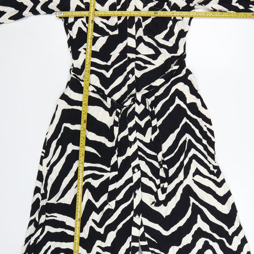 Marks and Spencer Women’s Black Zebra Print Viscose Shirt Dress Size 12