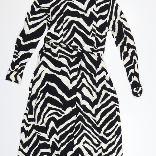 Marks and Spencer Women’s Black Zebra Print Viscose Shirt Dress Size 12