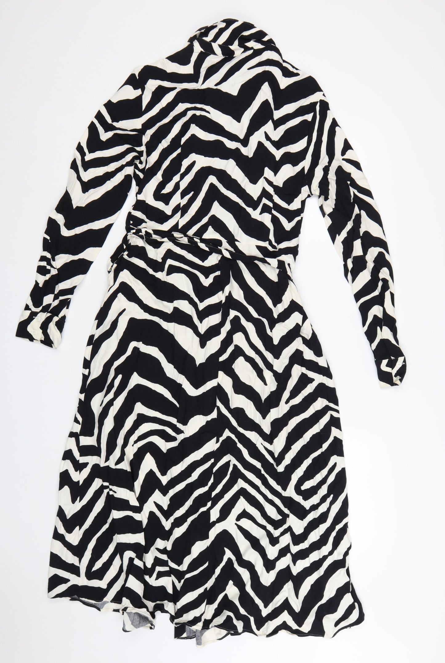 Marks and Spencer Women’s Black Zebra Print Viscose Shirt Dress Size 12