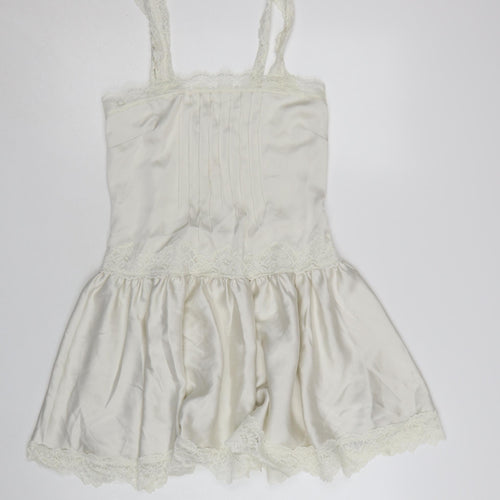 Marks and Spencer Women Ivory Size 6 Lace Trim Satin Slip Dress