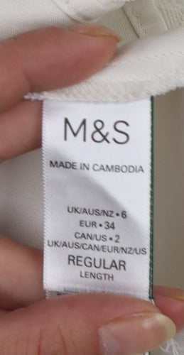 Marks and Spencer Women Ivory Size 6 Lace Trim Satin Slip Dress
