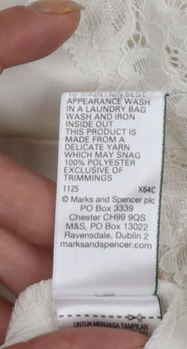 Marks and Spencer Women Ivory Size 6 Lace Trim Satin Slip Dress