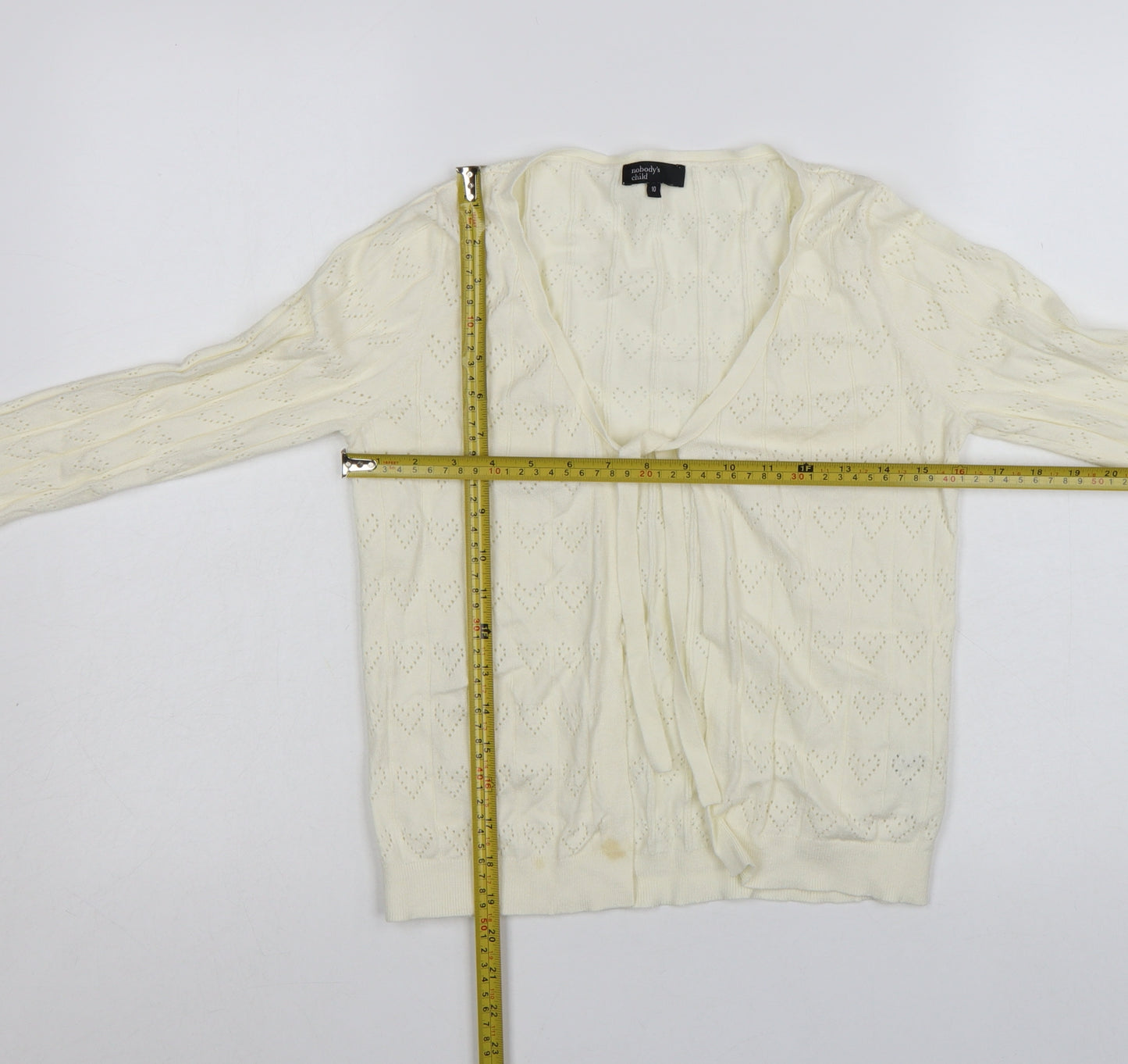 Nobody’s Child Women’s Ivory Knit Tie Cardigan Size 10