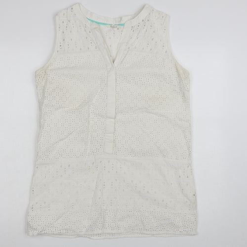 White Stuff Women's White Cotton Sleeveless Shift Dress UK 14