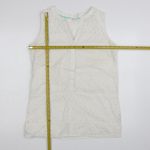White Stuff Women's White Cotton Sleeveless Shift Dress UK 14