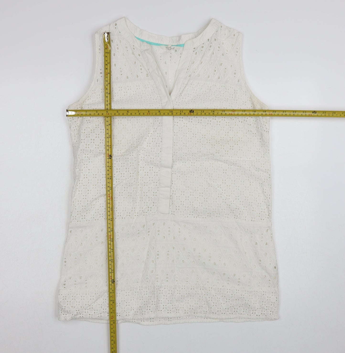 White Stuff Women's White Cotton Sleeveless Shift Dress UK 14