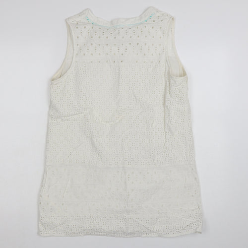 White Stuff Women's White Cotton Sleeveless Shift Dress UK 14