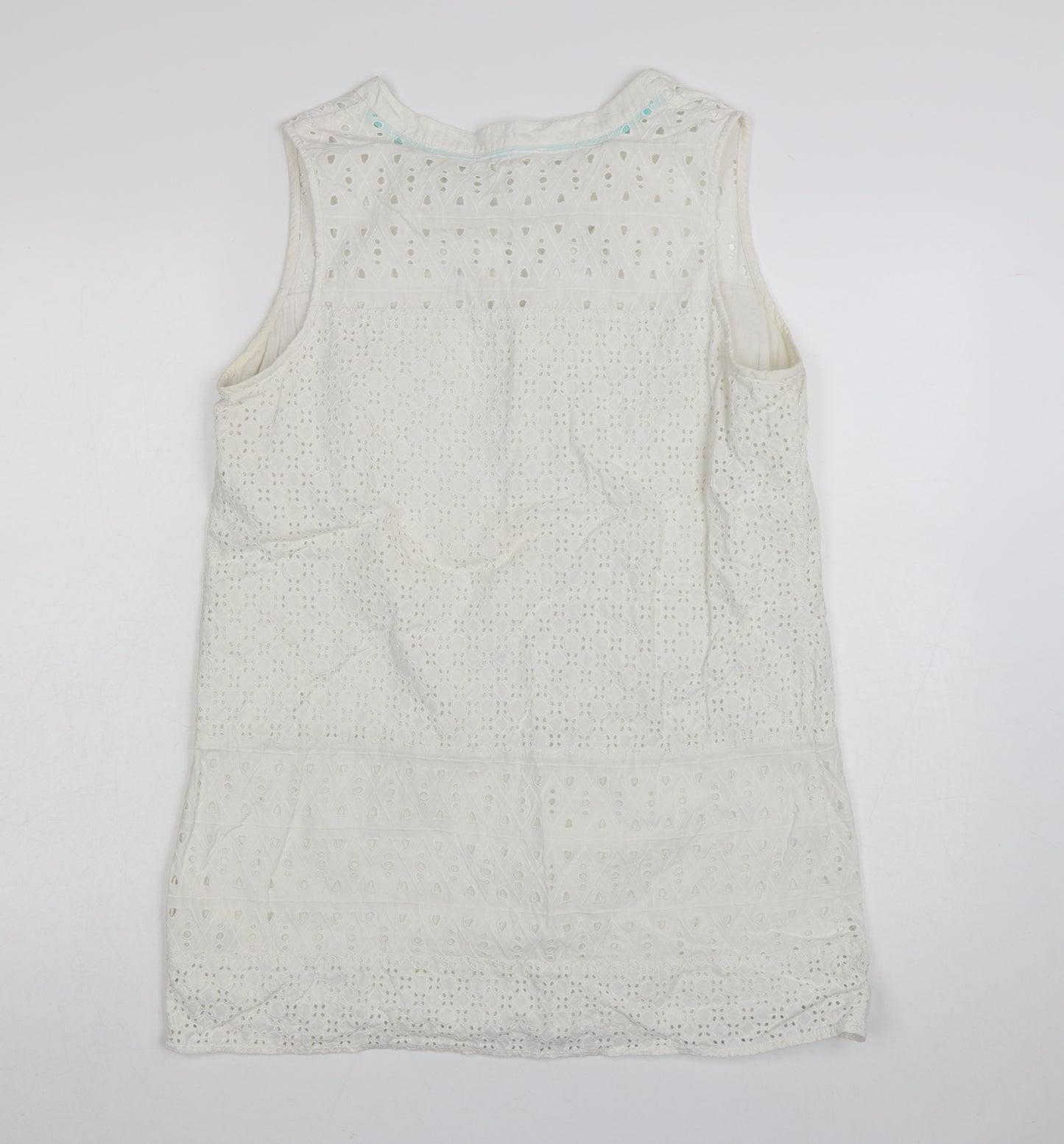White Stuff Women's White Cotton Sleeveless Shift Dress UK 14