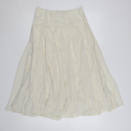 Coast Women Ivory Midi A-Line Chiffon Skirt Size 10