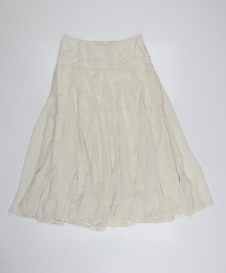 Coast Women Ivory Midi A-Line Chiffon Skirt Size 10