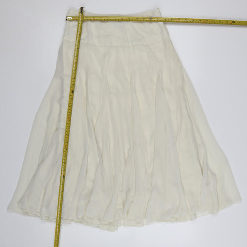 Coast Women Ivory Midi A-Line Chiffon Skirt Size 10