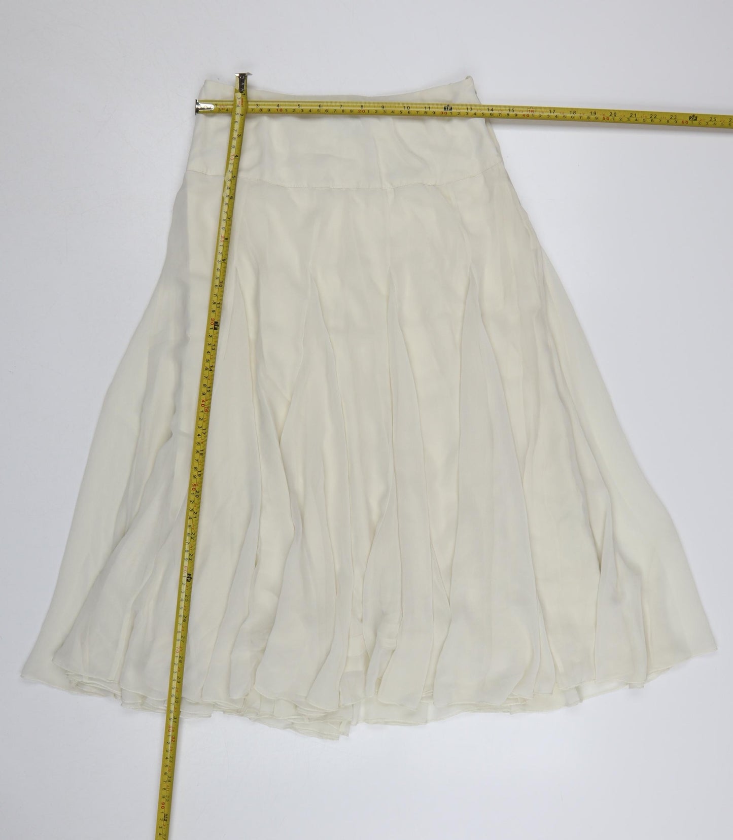 Coast Women Ivory Midi A-Line Chiffon Skirt Size 10