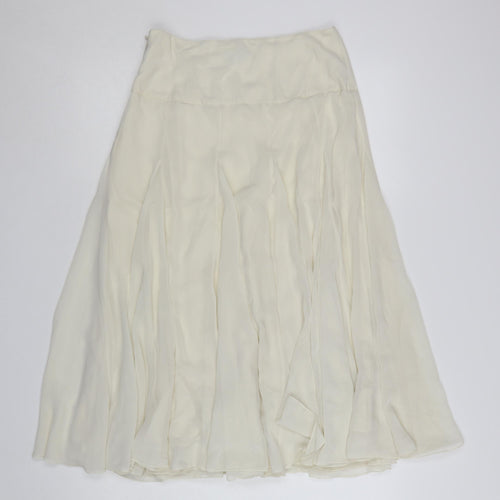 Coast Women Ivory Midi A-Line Chiffon Skirt Size 10