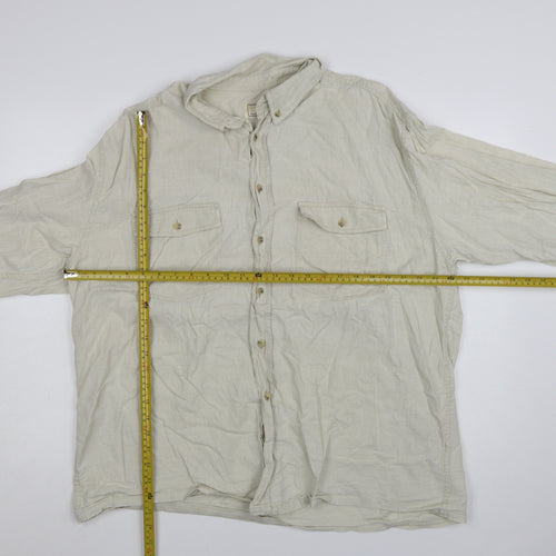 RPS Men's Beige Linen Long Sleeve Button-Up Shirt Size L