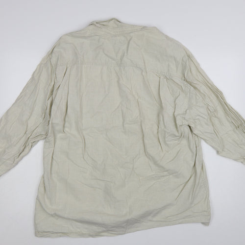 RPS Men's Beige Linen Long Sleeve Button-Up Shirt Size L