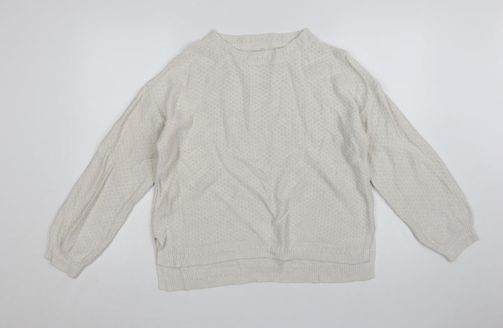 Fat Face Women’s Ivory Knit Crew Neck Pullover Jumper Size 14