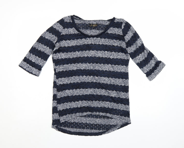 New Look Women’s Blue Striped Knit Pullover Jumper Size 8