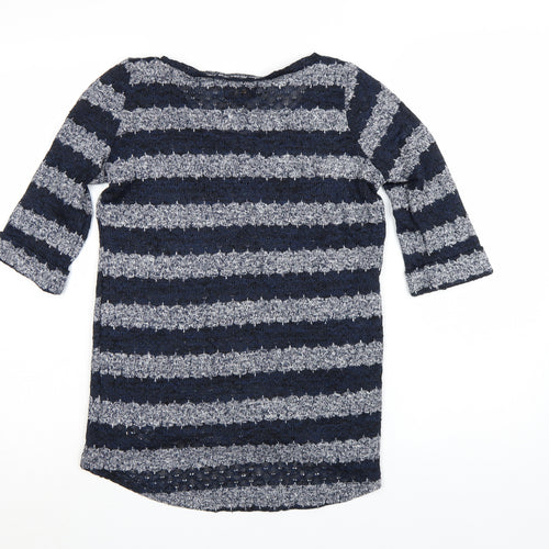 New Look Women’s Blue Striped Knit Pullover Jumper Size 8