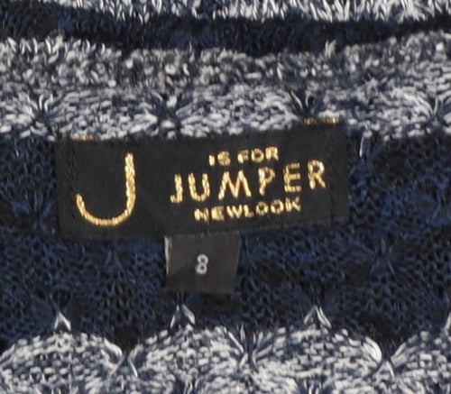 New Look Women’s Blue Striped Knit Pullover Jumper Size 8